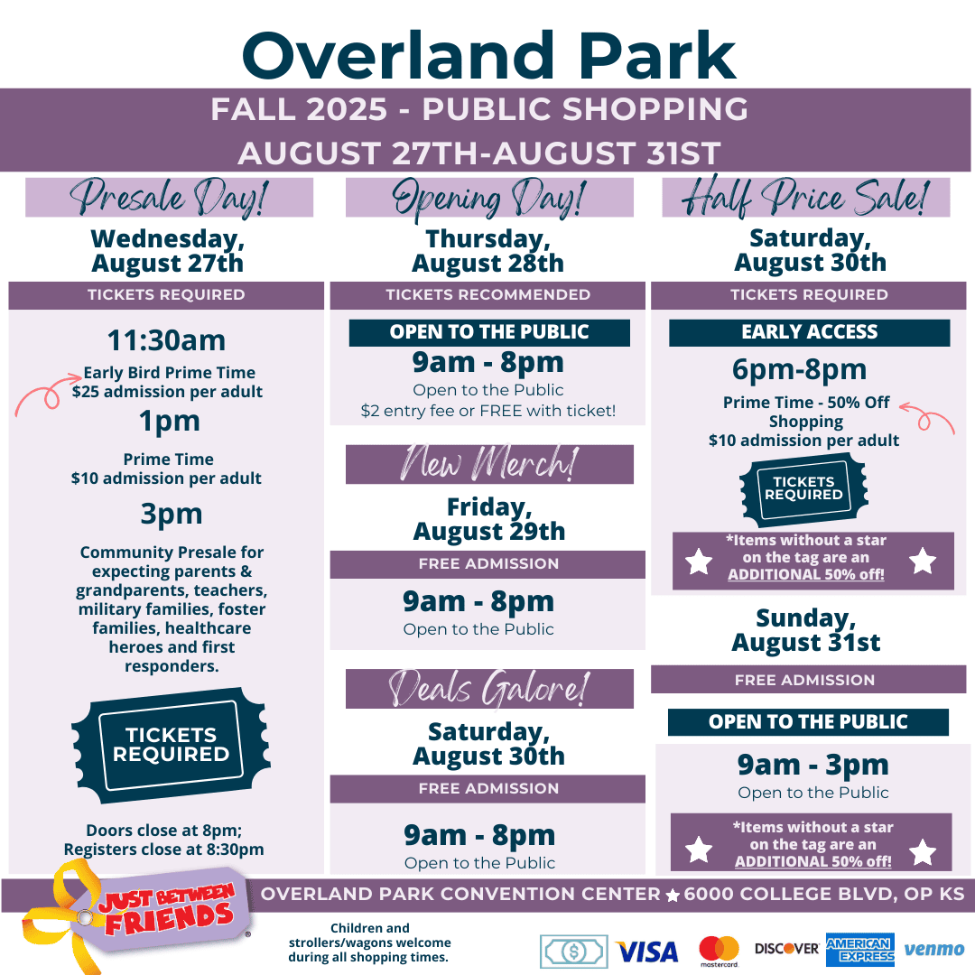 Public shopping schedule for the next event.