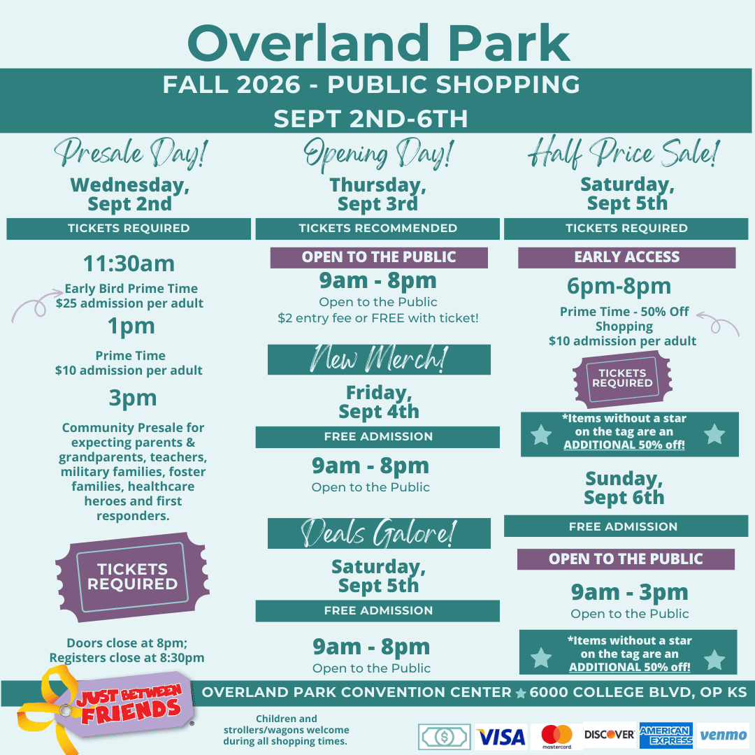 Public shopping schedule for the next event.