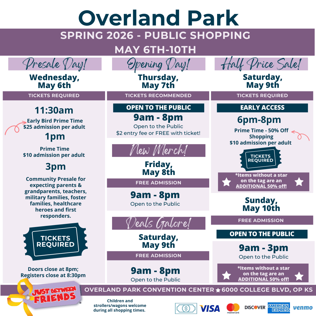 Public shopping schedule for the next event.